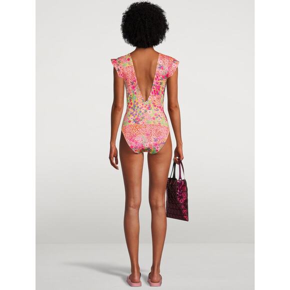 New Free People BETH RICHARDS Sophia One Piece Swimsuit $280 MEDIUM Floral - Picture 4 of 8